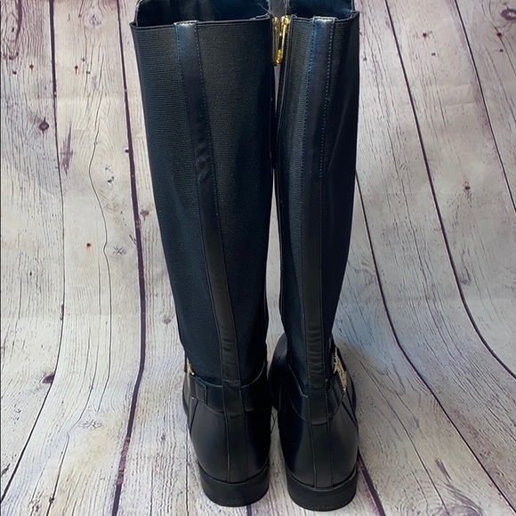 Tommy Hilfiger black calf zip up riding boots logo - Picture 5 of 9